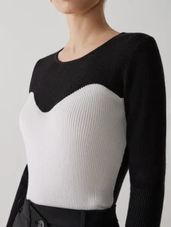 COMMENSE Patchwork Contrast Crew Neck Sweater* Sweater Tops|Sweaters & Cardigans