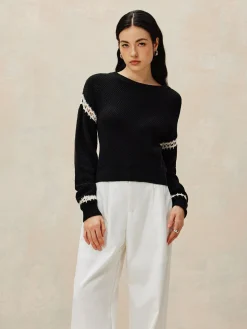 COMMENSE Patchwork Design Pullover Sweater* Sweater Tops|Sweaters & Cardigans