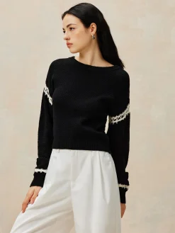 COMMENSE Patchwork Design Pullover Sweater* Sweater Tops|Sweaters & Cardigans