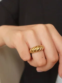 COMMENSE 1pc Croissant Hemp Pattern Ring* Rings & Bracelets|Accessories