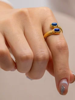 COMMENSE 1pc Sapphire & Turquoise Snake Ring* Rings & Bracelets|Accessories