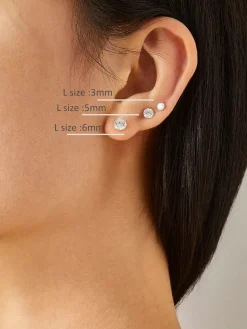 COMMENSE 1pc Shinny Zircon Stud Earrings* Earrings|Accessories