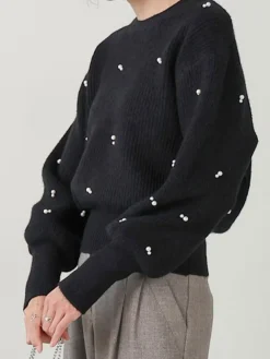 COMMENSE Pearl Beaded Cinched Sweater* Sweater Tops|Sweaters & Cardigans