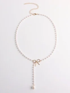 COMMENSE Pearl Bow Knot Pendant Necklace* Necklaces|Accessories