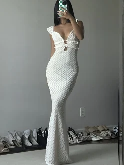 COMMENSE Pearl Keyhole Neckline Cami Long Dress* Casual Dresses|Summer Dresses