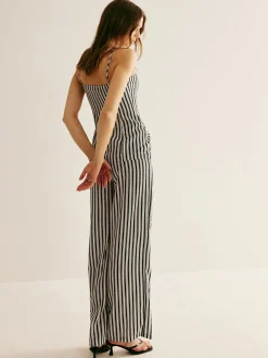 COMMENSE Pinstripe Button Strapless Pants Set* Pants Sets|Matching Sets