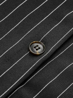 COMMENSE Pinstripe Crop Polo Shirt* Crop Tops|Blouses & Shirts
