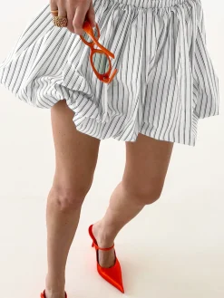 COMMENSE Pinstripe Elastic Waist Bubble Skirt* Skirts|Bottoms