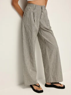 COMMENSE Pinstripe High-Waist Long Pants* Pants|Bottoms