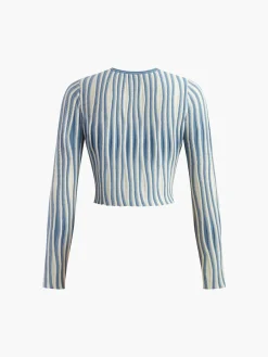 COMMENSE Pinstripe Lace Up Knit Cardigan* Cardigans|Sweaters & Cardigans