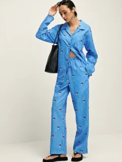 COMMENSE Pinstripe Lapel Printed Pants Set* Pants Sets|Matching Sets