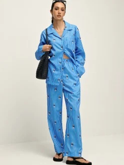 COMMENSE Pinstripe Lapel Printed Pants Set* Pants Sets|Matching Sets