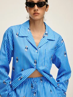 COMMENSE Pinstripe Lapel Printed Pants Set* Pants Sets|Matching Sets