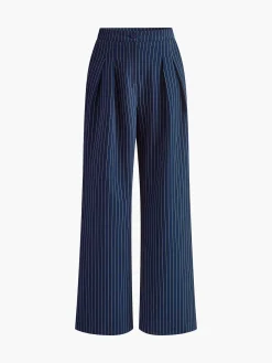 COMMENSE Pinstripe Pleated Wide-Leg Pants* Pants|Bottoms