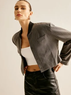 COMMENSE Pinstripe Pocket Short Jacket* Outerwear|Jackets