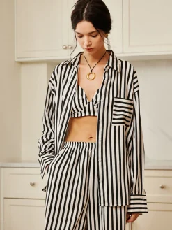 COMMENSE Pinstripe Pocket Three Piece Pants Set* Pants Sets|Long Sleeve Sets
