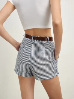 COMMENSE Pinstripe Pockets Shorts With Belt* Shorts|Bottoms