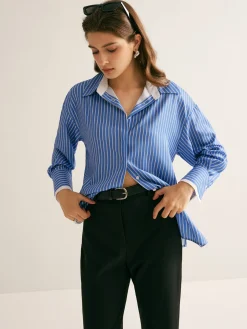 COMMENSE Pinstripe Thin Polo Shirt* Blouses & Shirts|Tops