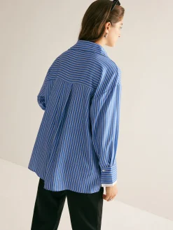 COMMENSE Pinstripe Thin Polo Shirt* Blouses & Shirts|Tops