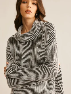 COMMENSE Pinstripe Turtleneck Sweater* Sweater Tops|Sweaters & Cardigans