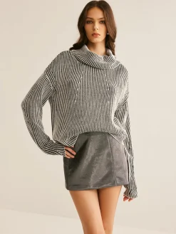 COMMENSE Pinstripe Turtleneck Sweater* Sweater Tops|Sweaters & Cardigans