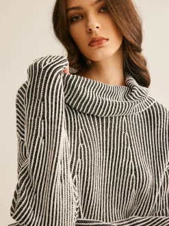 COMMENSE Pinstripe Turtleneck Sweater* Sweater Tops|Sweaters & Cardigans