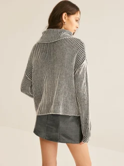 COMMENSE Pinstripe Turtleneck Sweater* Sweater Tops|Sweaters & Cardigans