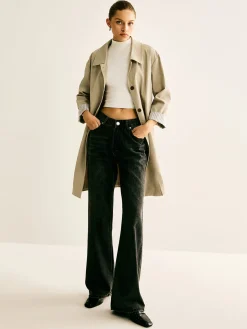 COMMENSE Pinstripe-Cuff Long Trench Coat* Outerwear|Coats