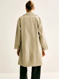 COMMENSE Pinstripe-Cuff Long Trench Coat* Outerwear|Coats