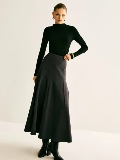 COMMENSE Piping Pleated Zipper Skirt* Skirts|Bottoms