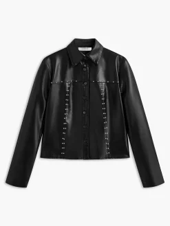 COMMENSE Piping Rivet Button PU Leather Jacket* Outerwear|Jackets