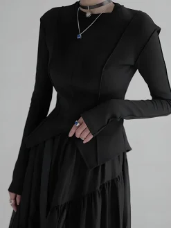COMMENSE Piping Slim Jersey Blouse* Blouses & Shirts|Tops