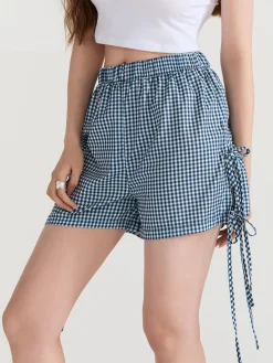 COMMENSE Plaid Bow Tie Shorts* Shorts|Bottoms