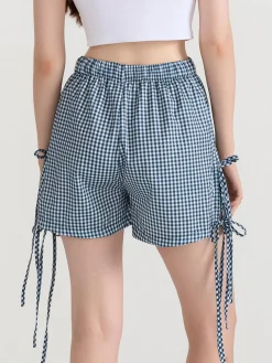 COMMENSE Plaid Bow Tie Shorts* Shorts|Bottoms