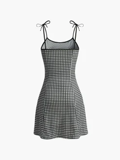 COMMENSE Plaid Piping Adjustable straps Cami Dress* Dresses