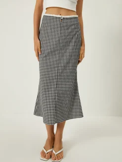 COMMENSE Plaid Print Mermaid Midi Skirt* Skirts|Bottoms