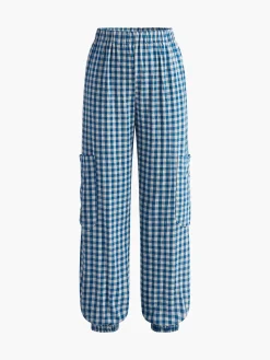 COMMENSE Plaid Ruffle Elastic Waist Pants Set* Pants Sets|Matching Sets
