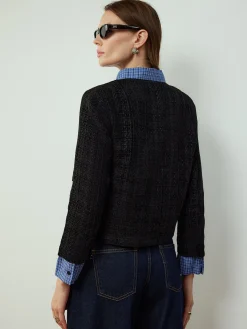 COMMENSE Plaid-Collar Short Jacket* Outerwear|Jackets