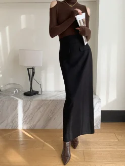 COMMENSE Plain A-Line Maxi Skirt* Skirts|Bottoms