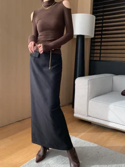 COMMENSE Plain A-Line Maxi Skirt* Skirts|Bottoms
