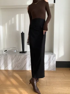 COMMENSE Plain A-Line Maxi Skirt* Skirts|Bottoms