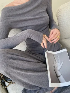 COMMENSE Plain Asymmetrical Draped Pants Set* Pants Sets|Matching Sets
