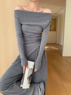 COMMENSE Plain Asymmetrical Draped Pants Set* Pants Sets|Matching Sets