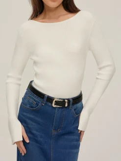 COMMENSE Plain Backless Button Sweater* Sweater Tops|Sweaters & Cardigans