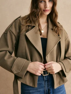 COMMENSE Plain Belted Warm Jacket* Outerwear|Jackets