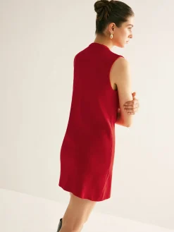 COMMENSE Plain Button Down Sleeveless Sweater Dress* Sweater Dresses|Work Dresses