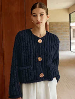 COMMENSE Plain Button Knit Cardigan* Cardigans|Sweaters & Cardigans
