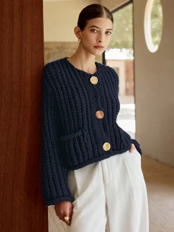 COMMENSE Plain Button Knit Cardigan* Cardigans|Sweaters & Cardigans