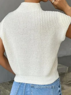 COMMENSE Plain Cap Sleeve Sweater Vest* Sweater Vests|Sweaters & Cardigans