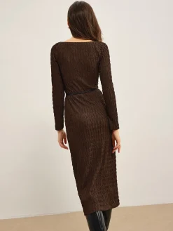 COMMENSE Plain Crinkle Textured Dress Without Belt* Casual Dresses|Work Dresses